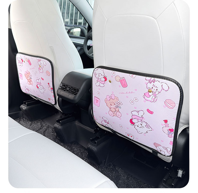 Kitten Cartoon Cute Car Seat Back Anti-kick Pad Simple and Comfortable Dirt-resistant Storage Bag Anti-kick Pad Dirty Pad
