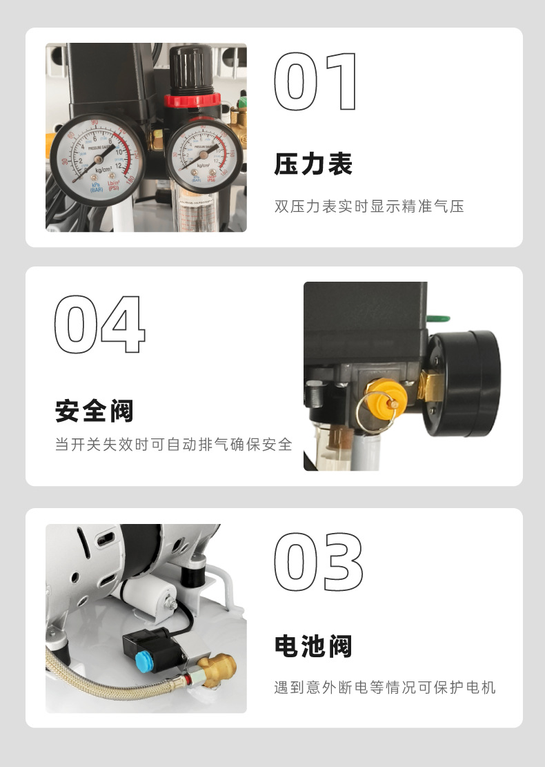 Oil-Free Silent 220V Air Pump Compressor for Laboratory, Dental Clinic, and Beauty Salon Use