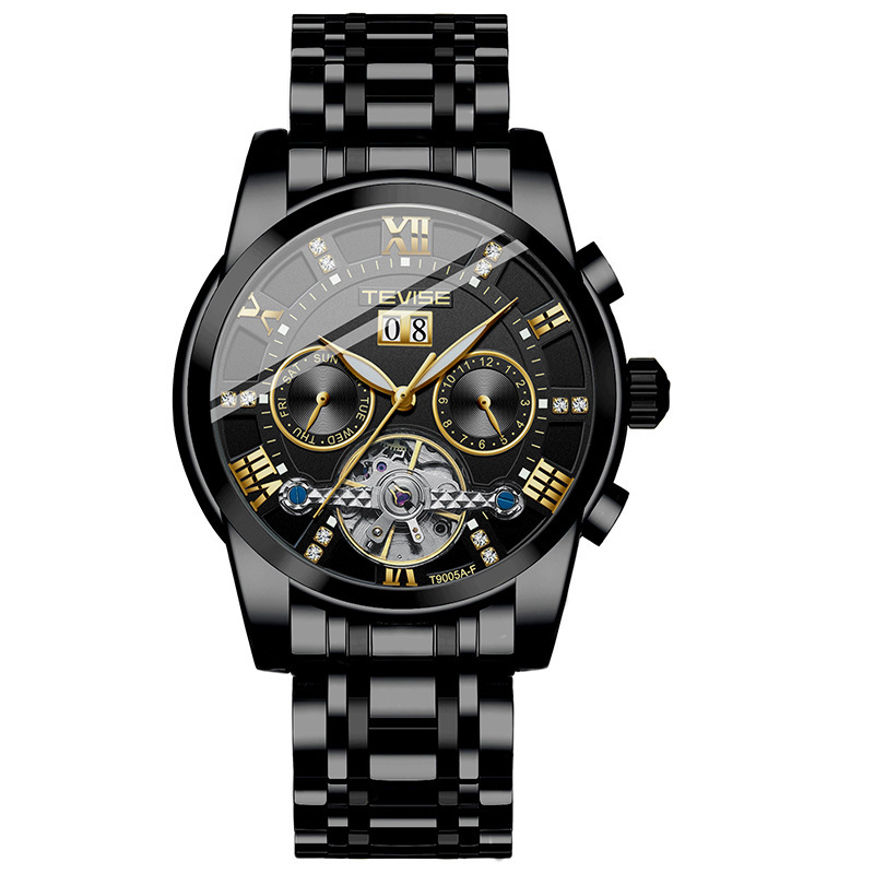 올 블랙 골드 네일