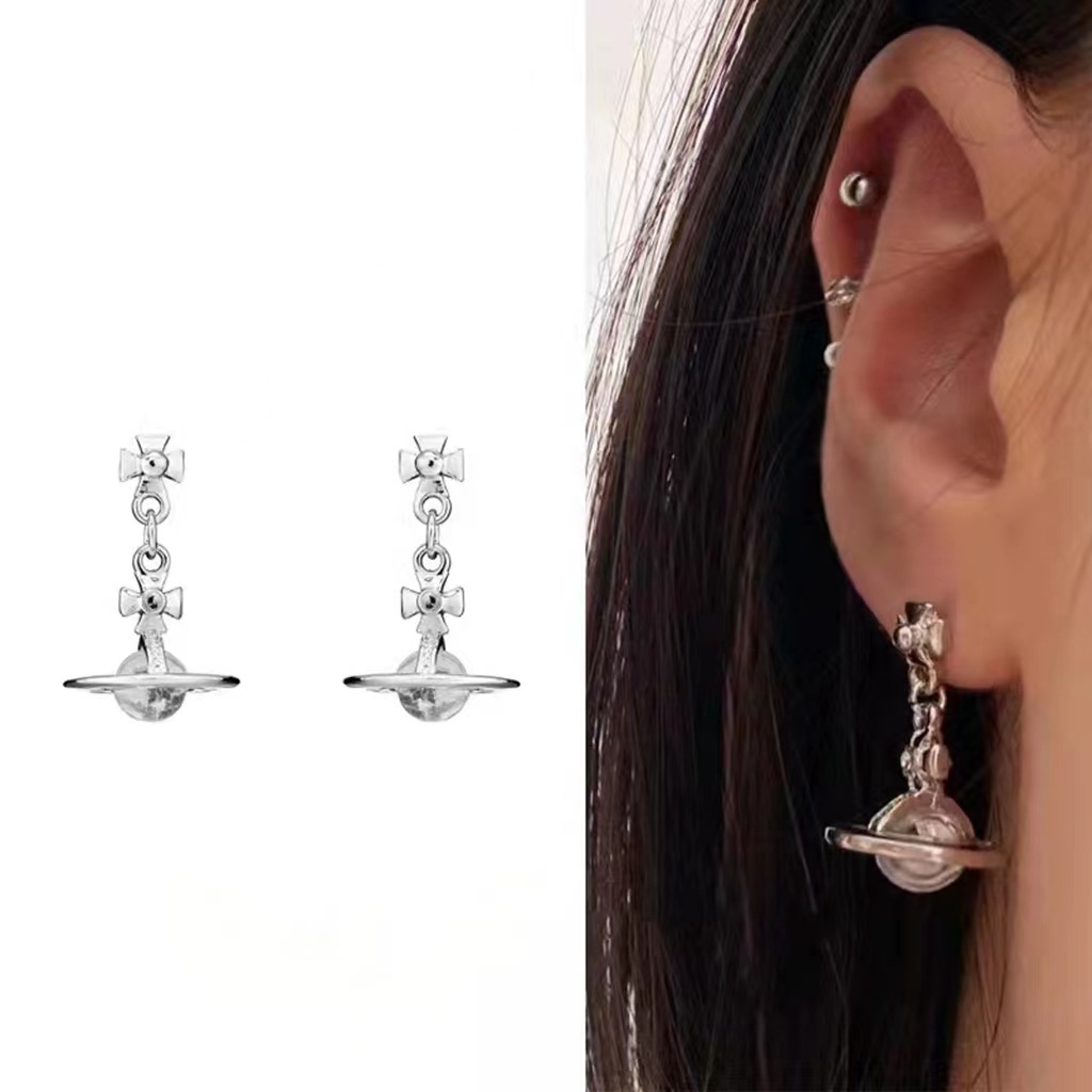 西太后薇薇安網紅ins土星星球耳釘輕奢高級氣質耳環精緻百搭耳飾