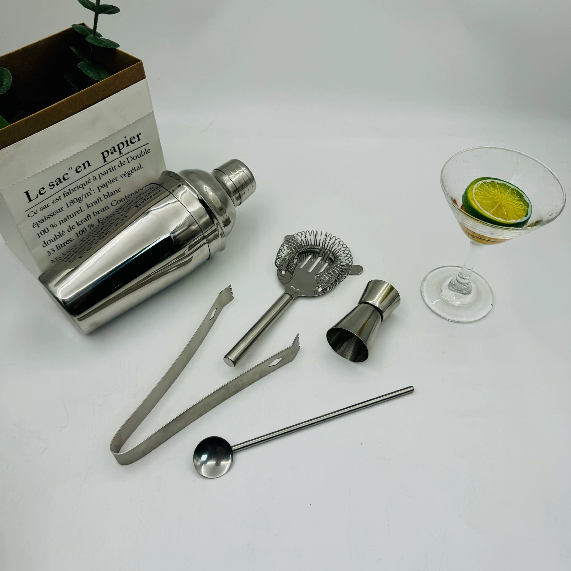 Shaker stainless steel, set, cocktail wineglass, full set, wholesale