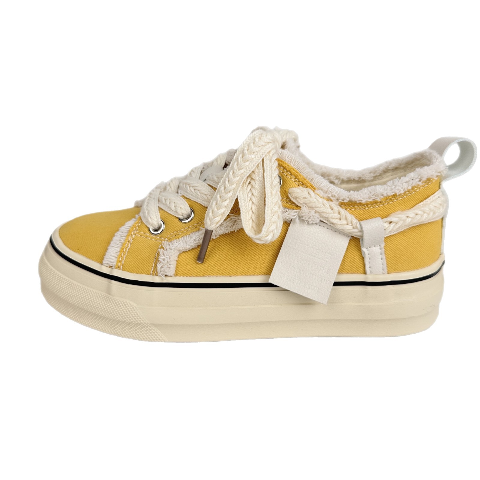 Onda lejana 2025 verano suela gruesa aumento zapatos de lona casuales zapatos de mendigo de corte bajo súper caliente para mujer
