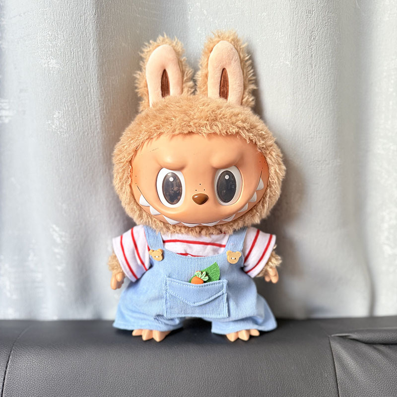Ropa de muñeca de peluche de vinilo Labubu de 38cm para ropa de muñeca La Bu Time to Chill