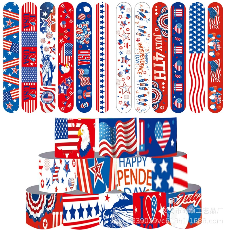 Новый день независимости Amazon хлопает браслет для детей мальчиков и девочек звезды и полосы для вечеринок декоративный браслет