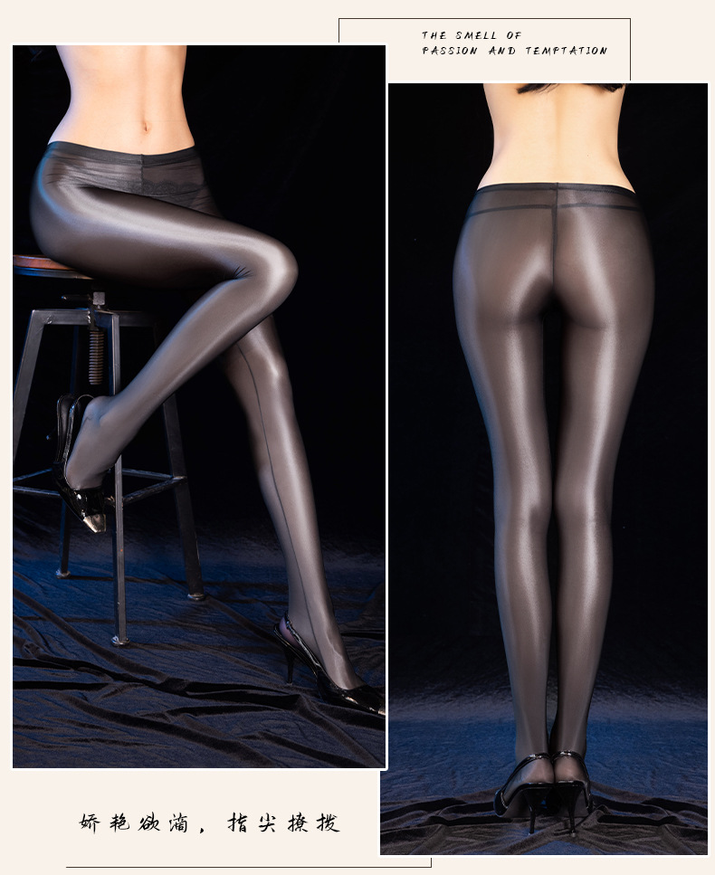 Tear-Resistant Open-Crotch Silk Stockings, Black Sheer Hosiery for Women, One Size — detail image 4