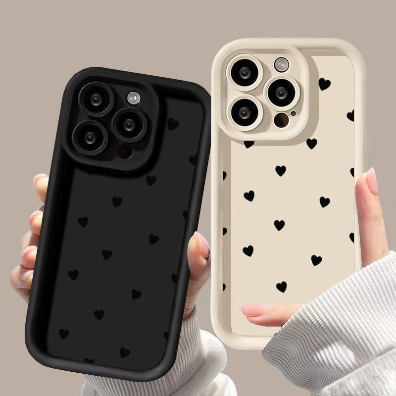 Black Small Heart Design Suitable for iPhone 17 Pro Max Phone Case 14 Apple 13 Matte 12/15 Premium 11