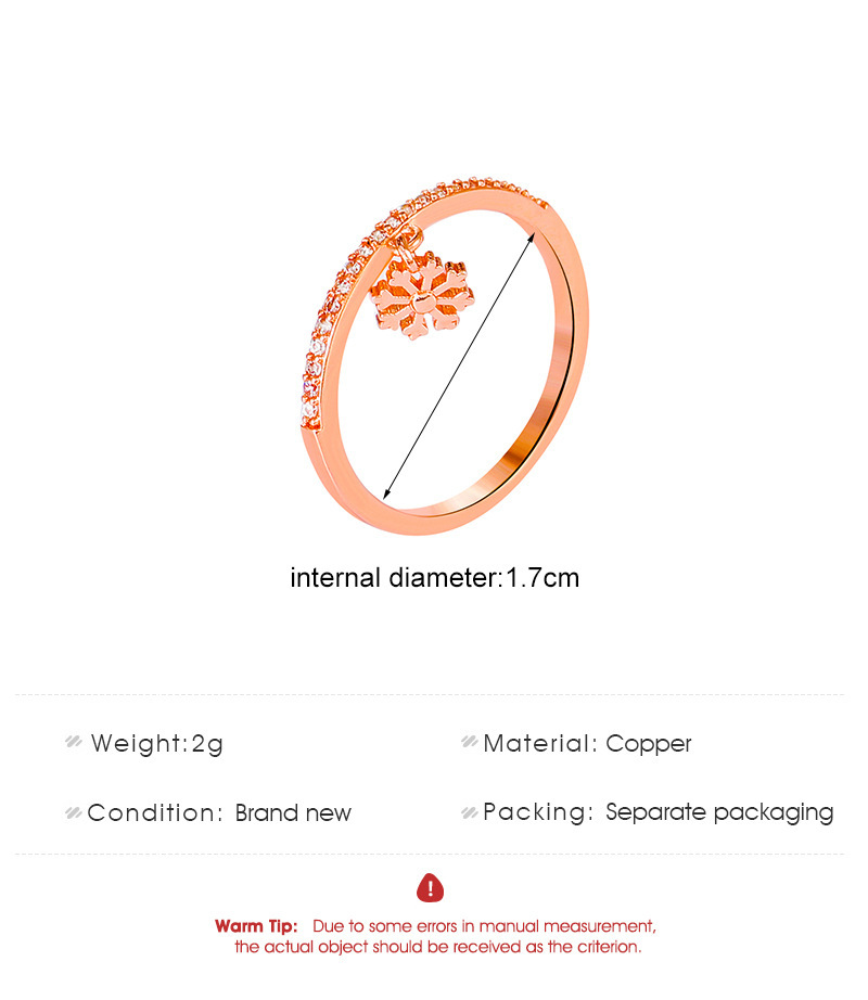 Sweet Snowflake Copper Rings Inlay Zircon Copper Rings