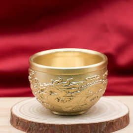 黄铜工艺品精雕龙凤杯家居日用办公装饰品浮雕龙凤杯茶杯酒杯批发