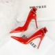 9511-H35M European and American Style Banquet High Heels, Thin Heels, Shallow Mouth, Pointed Toe, Lacquer Leather Back Bow, High Heel Single Shoes for Women