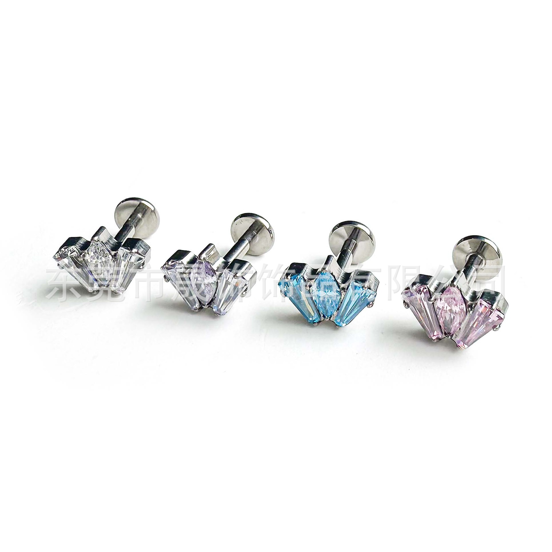 G23 Implant Grade Titanium Ear Stud 梯 Cubic Zirconia Internal Thread Helix Cartilage Stud Labret Stud Titanium Jewelry 头厂家