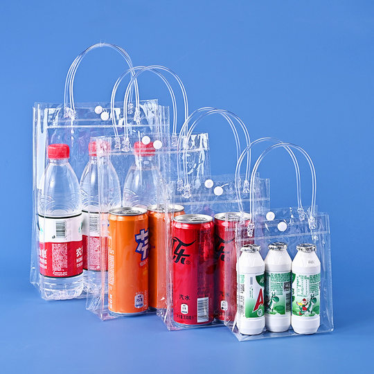 Ready-Made Pvc Plastic Handbag Transparent Hose Thickeneded Red Wine Packaging Bag Souvenir Bag Customization
