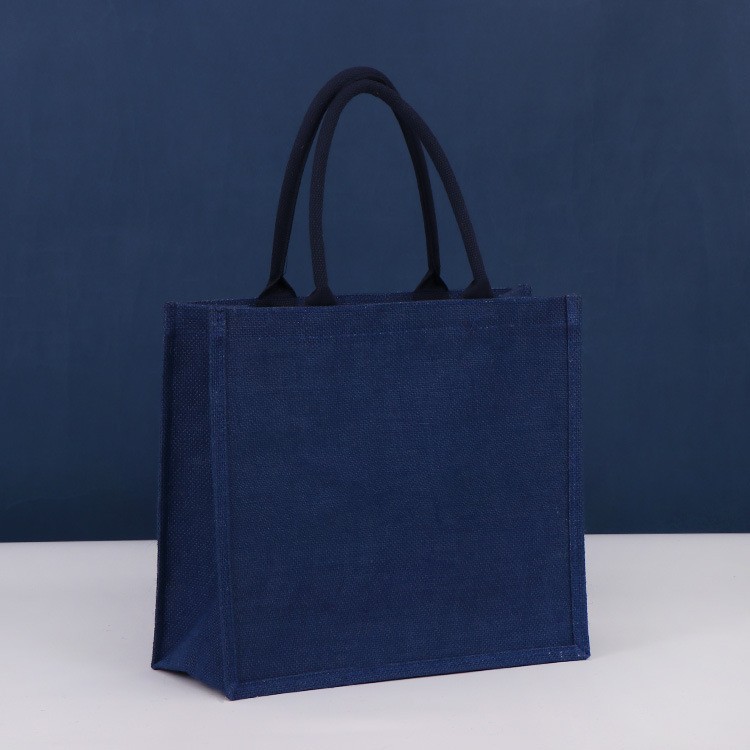 Bolsa de arpillera azul, bolsa de arpillera portátil de gran capacidad, bolsa de regalo, logotipo impreso, empresa muji MUJI