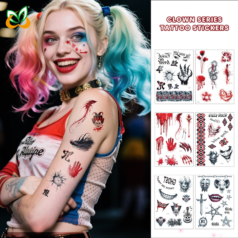 Cross-Border Supply of Halloween Props, Realistic Blood Stains, Wounds, Scratches, Clown Makeup, Party Halloween Waterproof Stickers