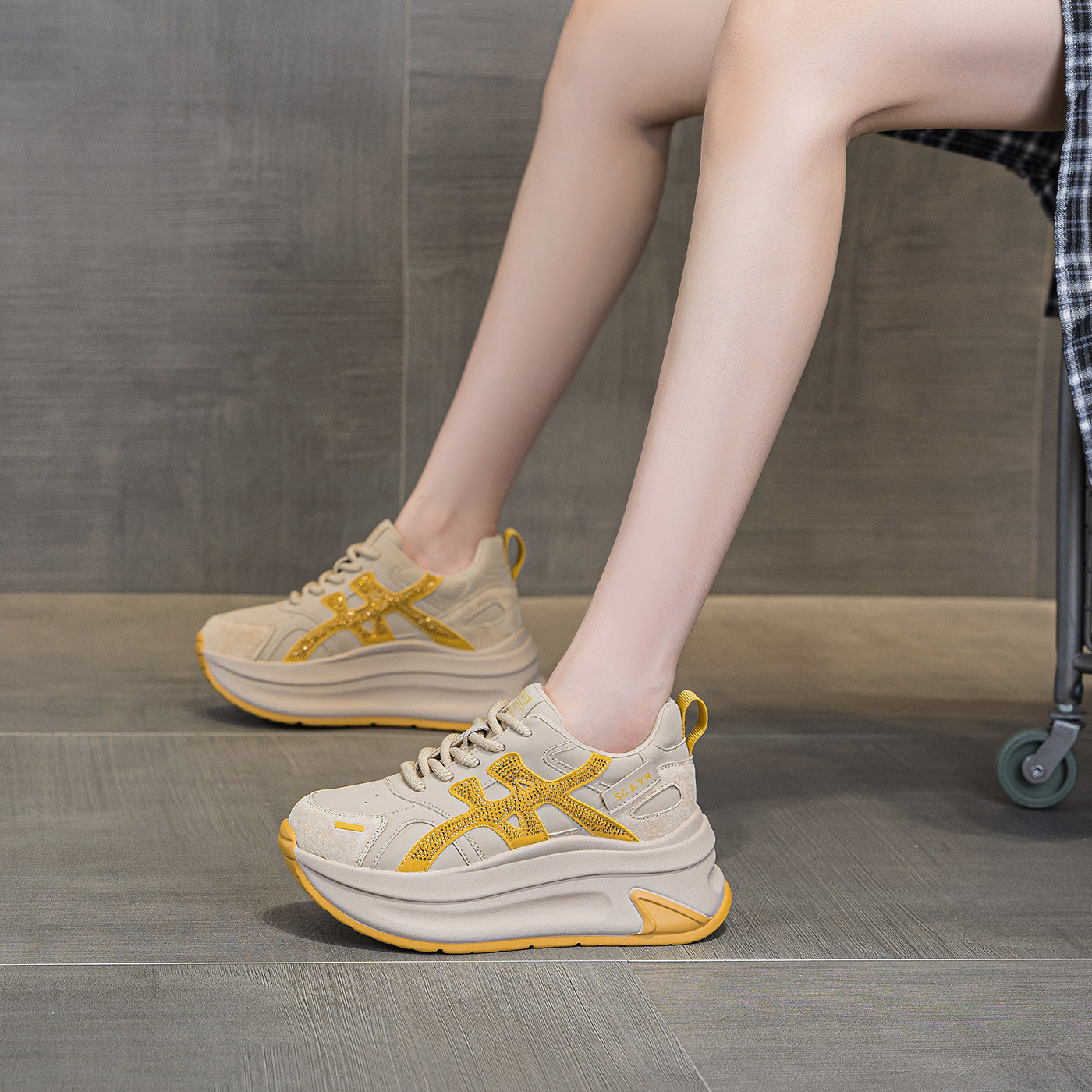 Giày sneaker nữ đế dày tăng chiều cao phong cách cổ điển mới thu 2026 — M2916- 1m màu, M2916-1 màu đỏ, M2916-1 màu vàng chi tiết 16