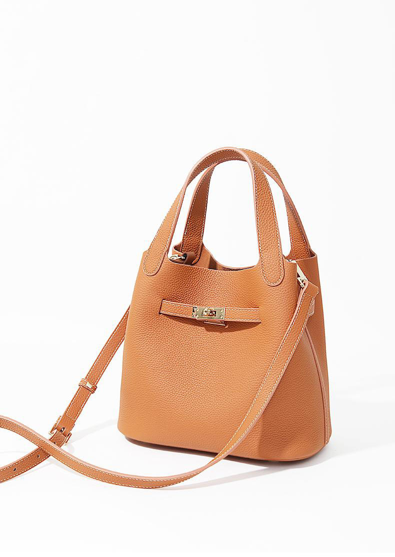 Túi bucket nữ rút dây dáng thùng đeo chéo kiểu mới — Màu nâu cognac chi tiết 1