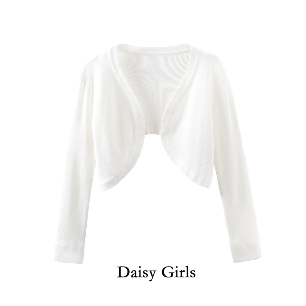 Thin sun-protective cardigan, shawl, slip dress, outer layer, white knit top, summer thin vest.