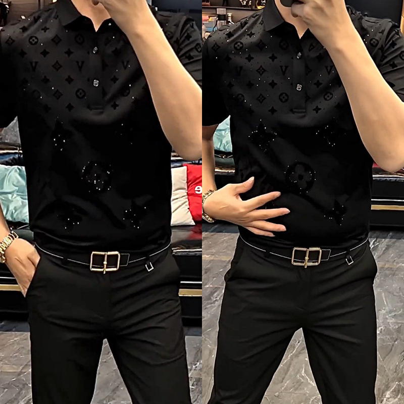 Spring and Summer New Men's Slim-fit Handsome Lapel Short-sleeve Polo Shirt Simple Fashion Casual Comfortable All-match Half-sleeve