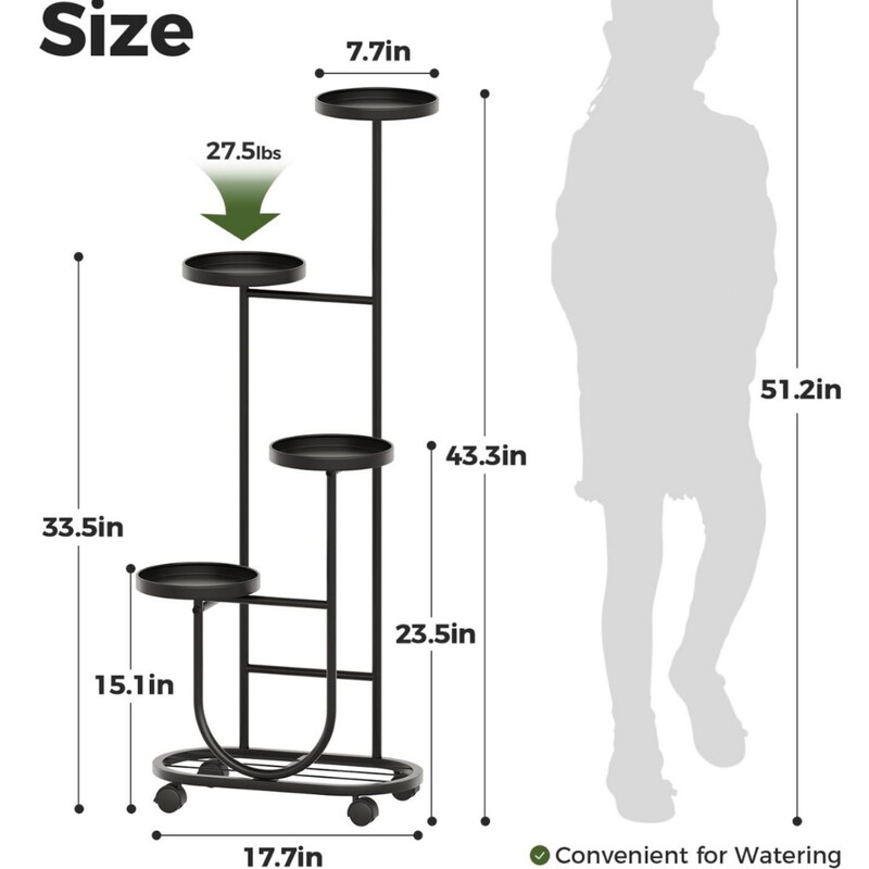 金属植物支架带轮子的落地花篮装饰架可移动室内外花盆架多功能|undefined