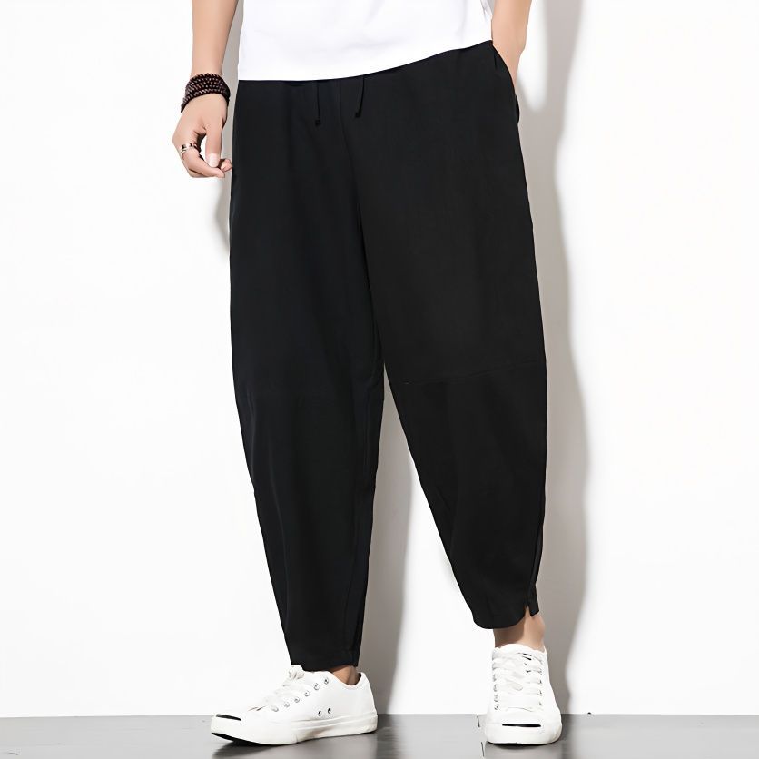 Pantalones de zanahoria, pantalones harem sueltos para hombre, pantalones finos de verano de nueve puntos, pantalones casuales de todo fósforo de tendencia, pantalones de hombre