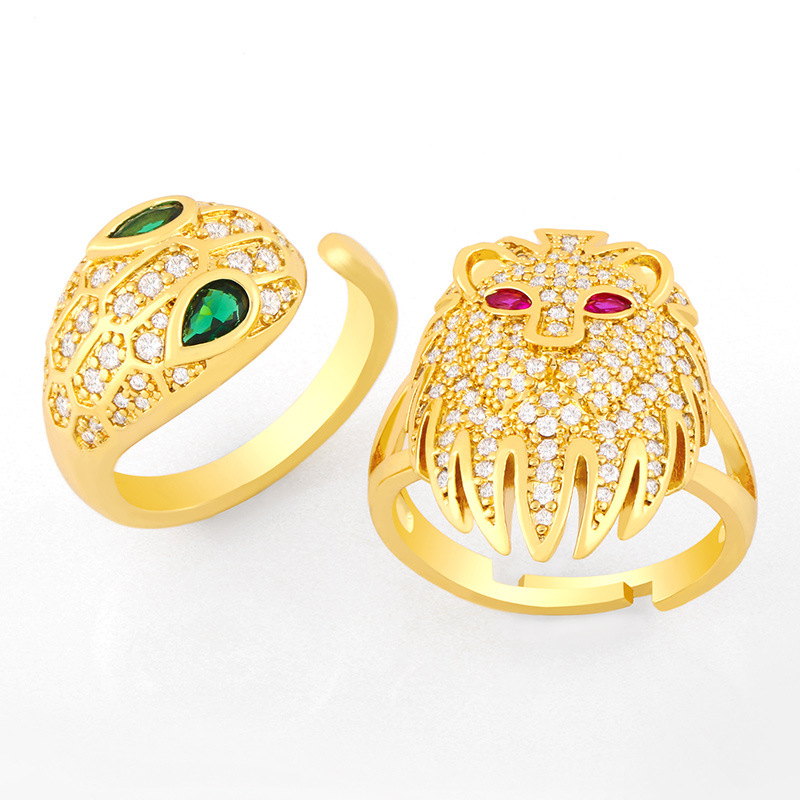 Fashion Lion Head Exaggerated Opening Ring display picture 4