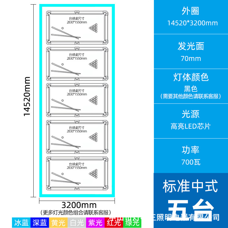 Luz ambiental para billar, lámpara colgante para billar, sala de billar, gimnasio, sala de baile, salón de billar, luz lineal personalizable