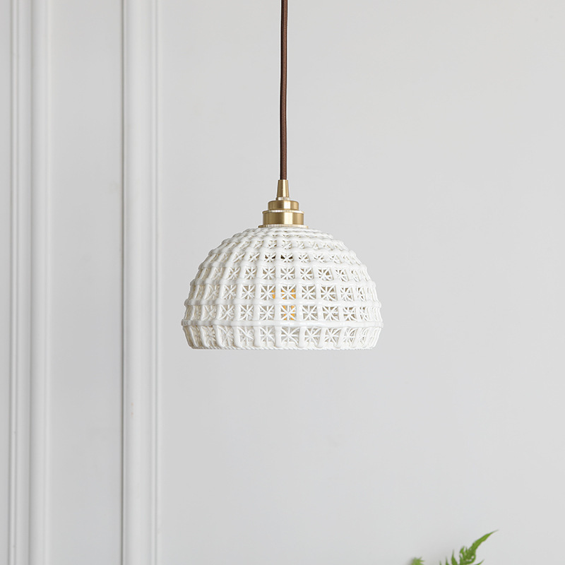 Japanese Retro Wall Brass Ceramic Nordic Simple Hand-made Zen Tea Room Entrance Bar Counter Bedroom Bedside Chandelier