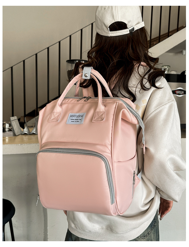 Solid-color lightweight mom bag, a backpack for taking kids out, multi-functional large-capacity mother and baby bag for girls undefined
