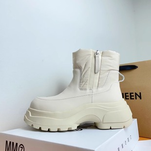 fleece-lined snow boots women's autumn and winter 2024 new all-match northeast waterproof warm down boots padded short boots cotton shoes