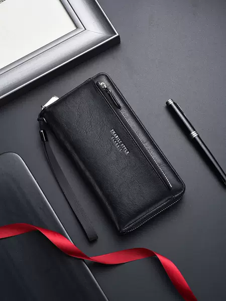 Men's Long Wallet New Style Exterior Zipper Cards Mobile Phone Bag Men's Clutch Bag Soft Leather Youth Fashion Clutch Bag
