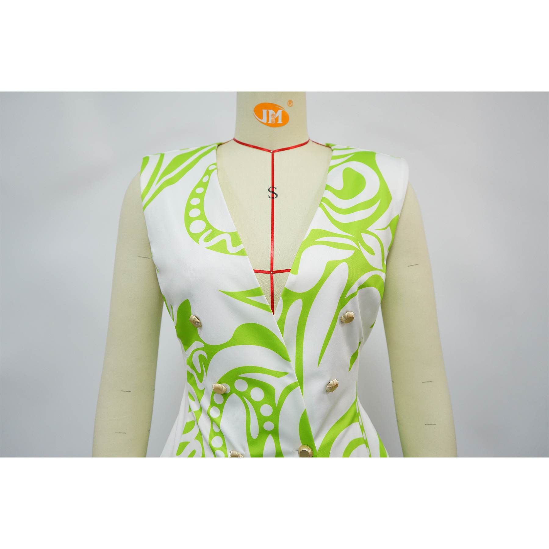 Ensemble blazer sans manches et short imprimé géométrique femme_voghion.com