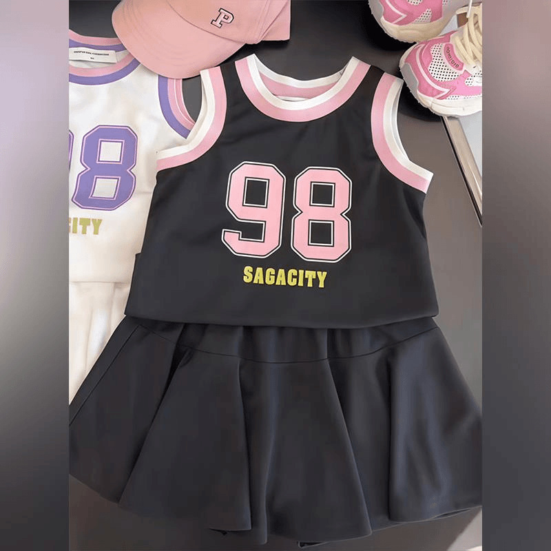 Girls' Quick-drying Vest suit Summer 2025 New Fashion Children's Sports Summer Clothes Girls' Culottes Basketball Clothes suit