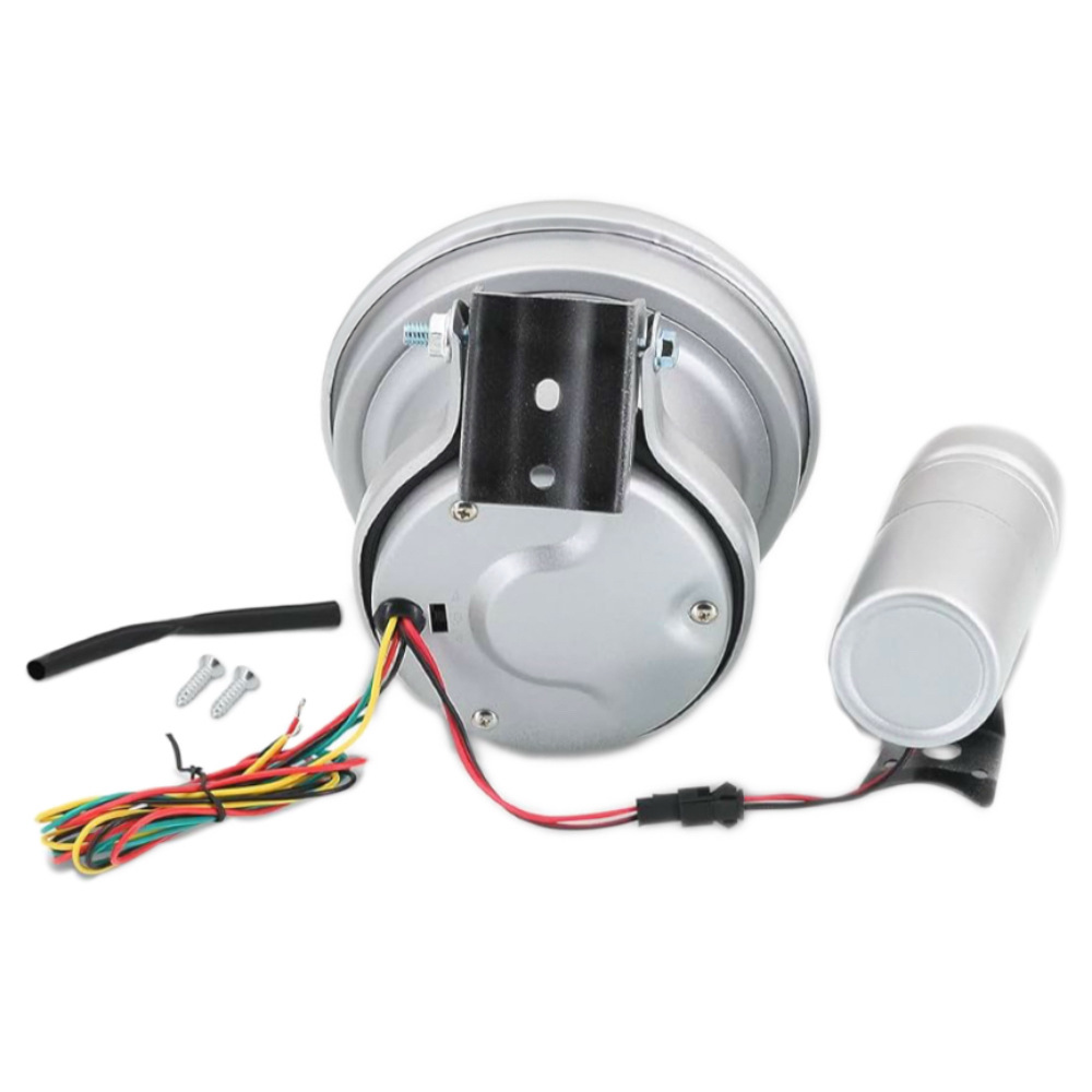 Cross-Border Hot-Selling Product 5inch Car Tachometer with Real Carbon Fiber Surface, Silver Casing, and Alarm Light for Racing Car Modification