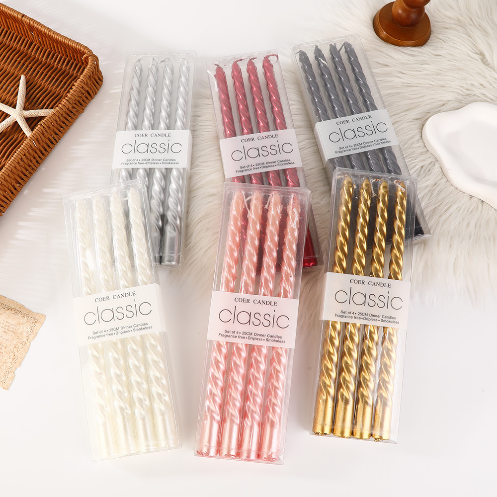 10 pulgadas europeas varillas largas roscadas de color candelabro vela al por mayor casera romántica decoración de cena vela de boda