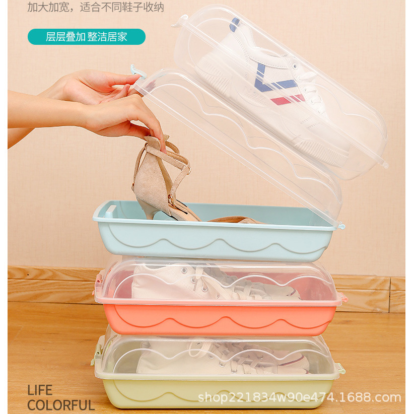 厚いプラスチック靴収納ケース防塵防湿透明靴ケースは家庭用靴箱収納神器スポットを積み重ねることができる