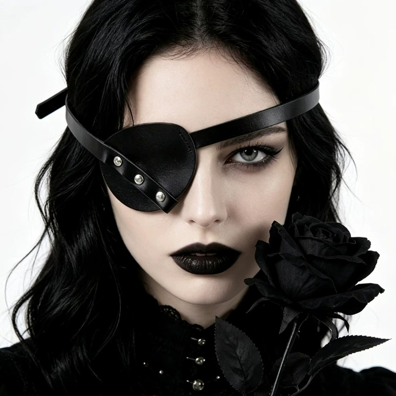 Cosplay Pirate Captain One-Eyed Eye Mask Adjustable Trendy Eye Mask for Men and Women Halloween Mask Eye Mask