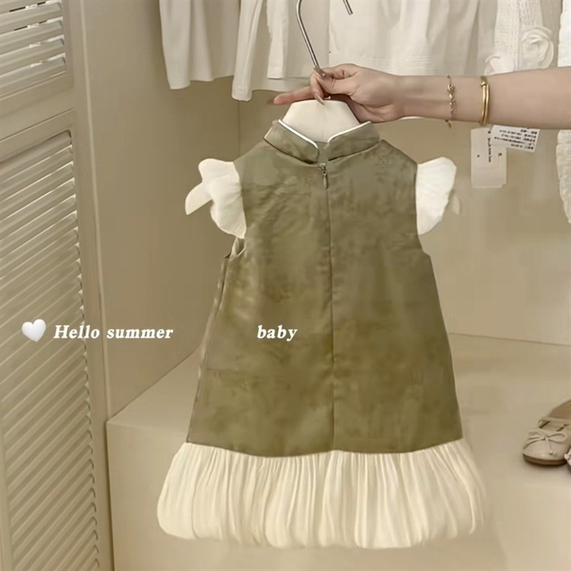 Vestido de niña verano nuevo estilo niña retro cuello alto estilo nacional Hanfu cheongsam niños nueva moda de ropa infantil china