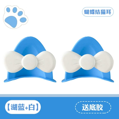 Motosiklet dəbilqələri: Accessories Cute Bow Bear - cat-ear-bow-lake-blue-white-comes-with-traceless-glue