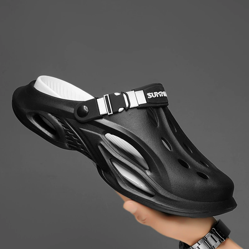 Мужская летняя повседневная обувь Croc Shoes, модная пляжная обувь на толстой подошве, которая напоминает шагать по дерьму, легкие мужские сандалии для вождения с закрытым носком.