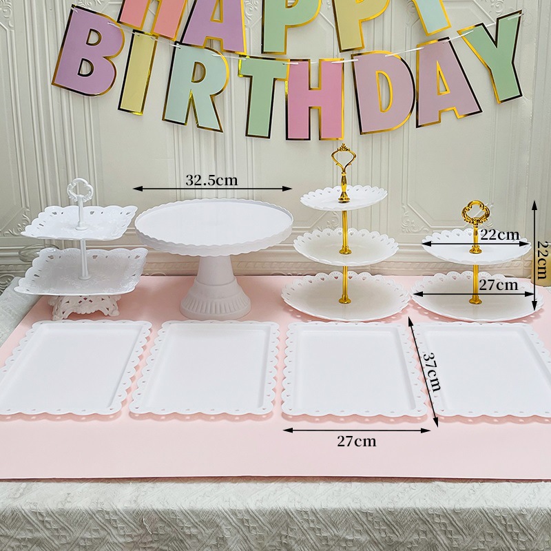 Decoración de postres de cumpleaños estante de exhibición de boda europea estante de frutas estante de pastel de plástico bandeja de bocadillos