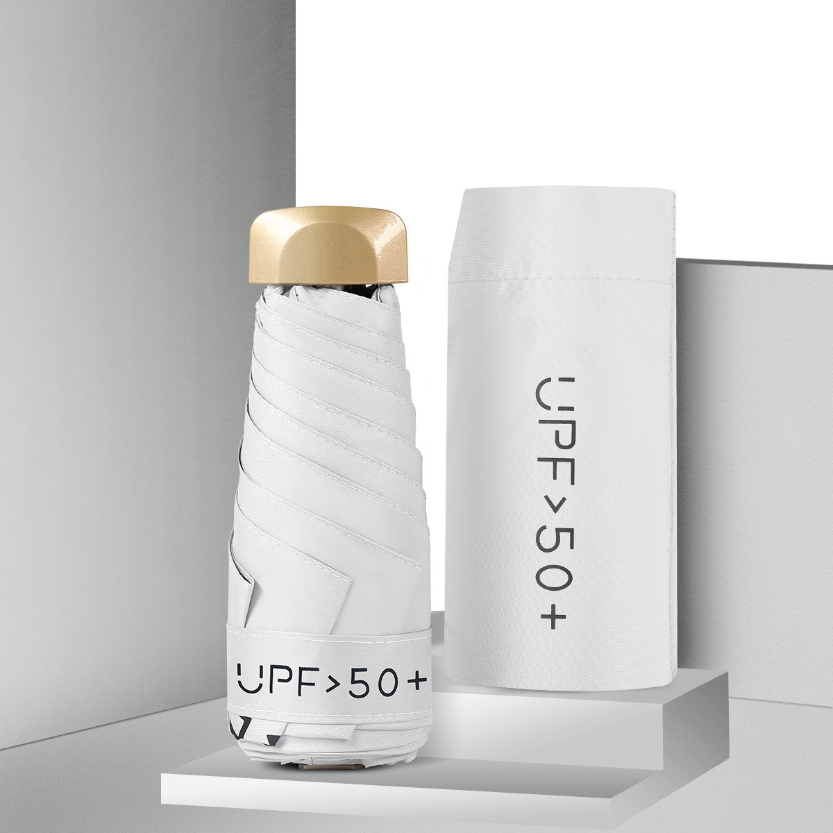 Paraguas de sol, paraguas de protección solar, paraguas UV, vinilo de doble propósito, mini paraguas plegables ultraligeras manuales, plegables planos, plegables