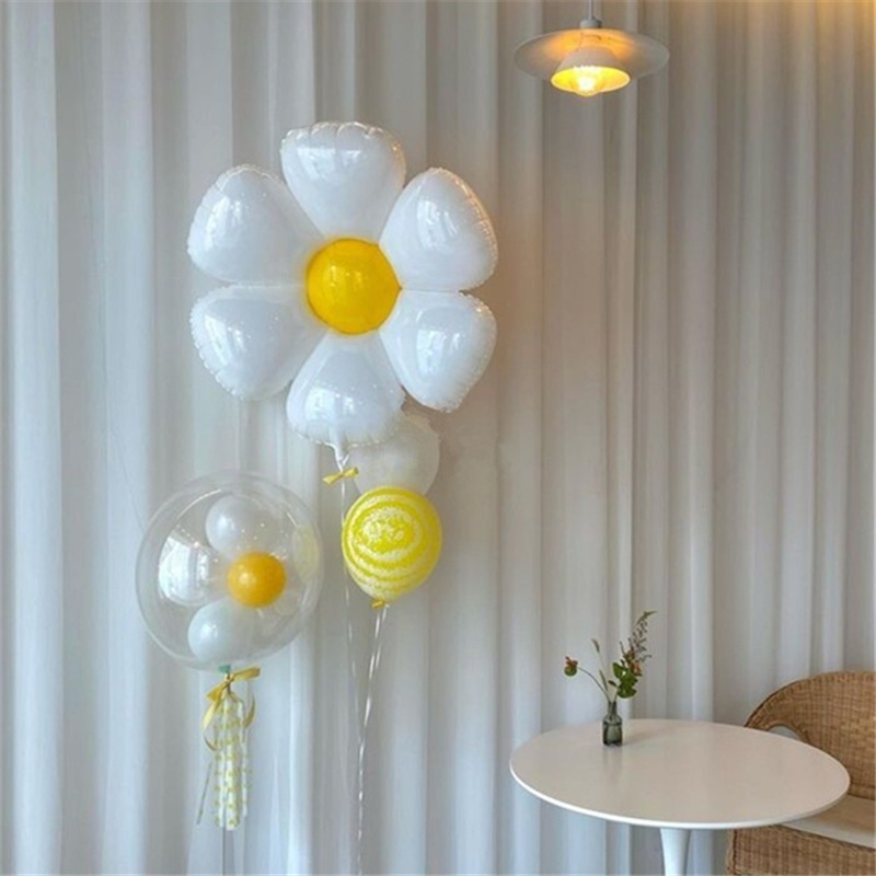 Korean INS Daisy Aluminum Film Flower Balloon Children's First Birthday Party Decoration Outdoor Photo Props Korean INS Daisy Aluminum Film Flower Balloon Children's First Birthday Party Decoration Outdoor Photo Props