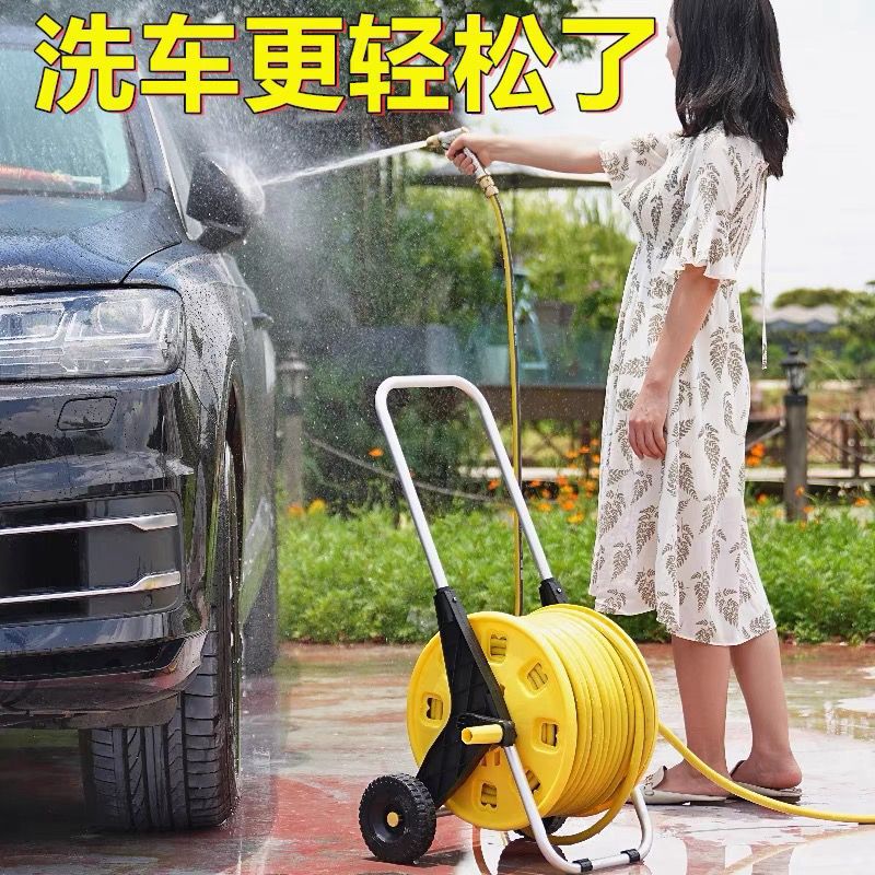 Household multi-functional high-pressure car washing water gun nozzle water grab garden watering water pipe hose storage rack suit