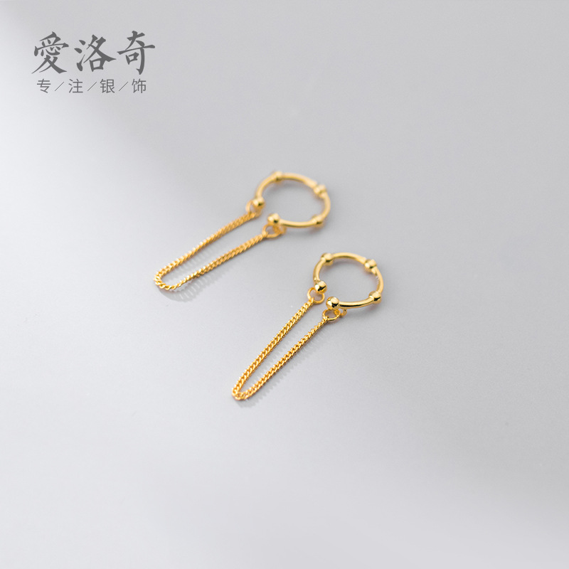 Eloch s925 clip de orejas de plata para mujeres estilo coreano simple cadena sin agujeros de orejas clip de hueso de orejas temperamento pequeño auriculares G8655