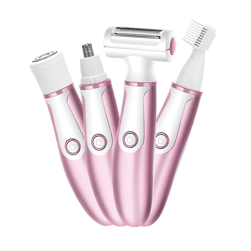 国境を越えた新製品四合一ピンク女性毛剃り器電動脱毛器眉修理器鼻毛器usb充電|undefined