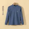Mid-collar top (dark blue)