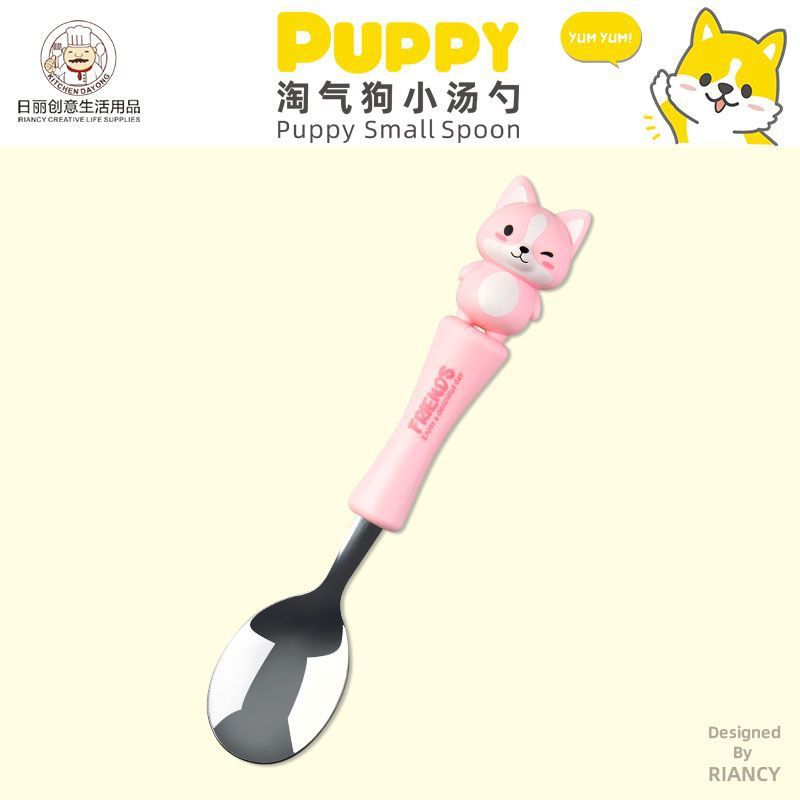 Animal encantador portátil para llevar estudiantes cucharas de comidas dormitorios escolares cucharas de cubierta de cubierta set