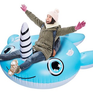 Pvc Inflatable Dolphin Ski Ring Snow Cold-Resistant Thickeneded Sled Flamingo Unicorn Ski Ring Customization