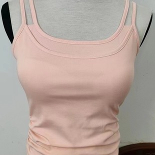 Summer new sexy backless round neck sleeveless hot girl camisole top women with chest pad can be worn outside inner vest