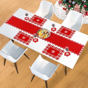 Cross-border Felt Placemat Christmas Table Runner Halloween Coaster Dining Table Cloth Snowflake Non-slip Table Mat Felt Coaster
