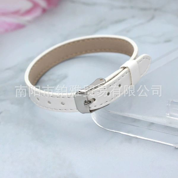 White-Single 10mm imitation leather square steel buckle hand zone